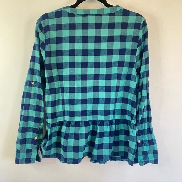 Vineyard Vines Plaid Peplum Button Down Shirt Size 12 - Picture 10 of 11